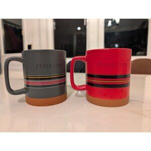 Pendleton Woolen Mills 18oz Striped Stoneware Coffee Mug Set of 2